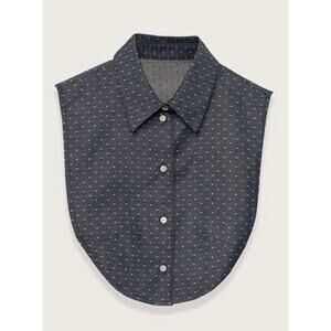 Le Cou Wakefield Polka Dot Denim Dickey Shirt Collar Layering XS/S